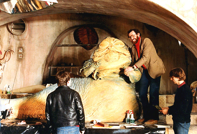 Jabba being artworked & finished on set